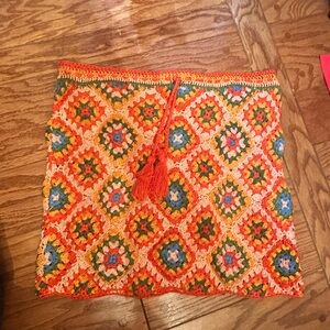 Farm Rio Anthropologie Colorful Crochet Patterned Skirt NWT Size M